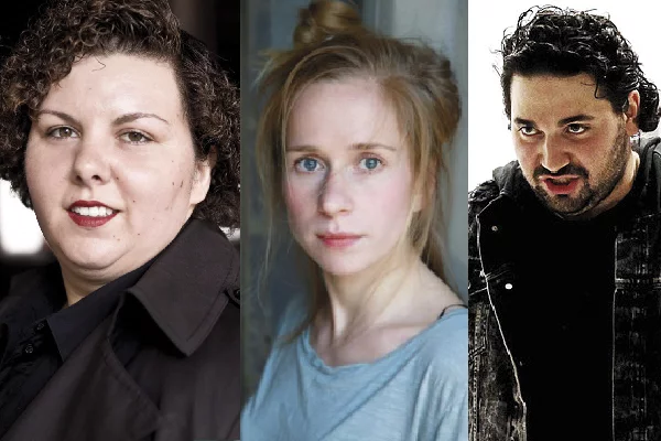 Die Puck-Nominierten v.l.n.r.: Thekla Viloo Fliesberg, Nina Alena Ruhz & Asim Odobasic | © Niklas Berg / Jennifer Fischer / Ingo Solms  